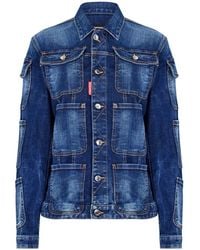 DSquared² - Chaqueta Táctica De Mezclilla Azul Cierre De Botón, Mujer, Talla - Lyst