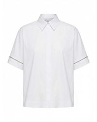 Peserico - Overhemden ,Wit ,Katoen Kimono-Sleeve Poplin Shirt - Lyst