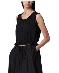 DUNST - Tops ,Zwart ,Katoen Geplooide Mouwloze Blouse - Lyst