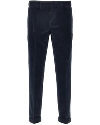 Fay - Broeken ,Blauw ,Katoen Groene Stretch-Katoenen Broek - Lyst