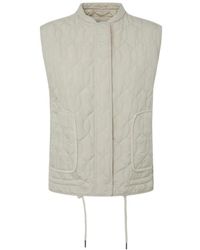 Pepe Jeans - Jassen ,Grijs ,Polyester Gewatteerd Lichtgewicht Vest Met Ritssluiting - Lyst