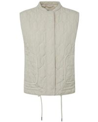 Pepe Jeans - Jassen ,Grijs ,Polyester Gewatteerd Lichtgewicht Vest Met Ritssluiting - Lyst
