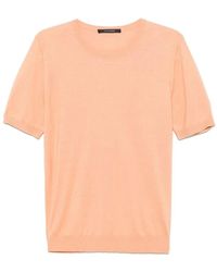 Tagliatore - Tops ,Oranje ,Katoen T-Shirt Met Ronde Hals - Lyst
