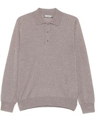 Canali - Brauner Woll-Poloshirt Mit Langen Ärmeln - Lyst