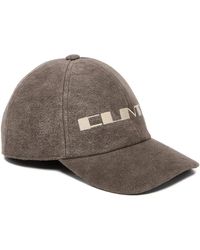 Rick Owens - Grijze Katoenen Baseballpet Geborduurde Voorkant - Lyst