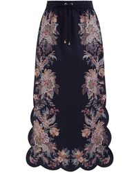 Zimmermann - Rokken ,Blauw ,Katoen Rhiannon Scallop Midi Rok - Lyst