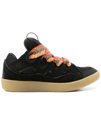 Lanvin - Men Leather Curb Sneakers - Lyst