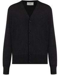Ami Paris - Woll-Strickjacke Mit Gesticktem Logo - Lyst