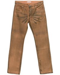 Helmut Lang - Jeans ,Oranje ,Katoen Ecru Waxed Oil Stain Worker Jeans - Lyst