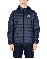 EA7 - Jassen ,Blauw ,Blauwe Jas Herfst/Winter Mannen - Lyst