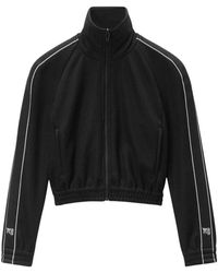 Alexander Wang - Hoodies & Sweatvesten ,Zwart ,Polyester Logo-Tape Cropped Trainingsjack - Lyst