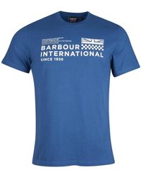 Barbour - Tops ,Blauw ,Katoen Grafische Print Katoenen T-Shirt - Lyst