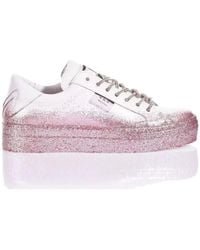 MIMANERA - Weiße Rosa Plateau-Sneaker Mit Swarovski - Lyst