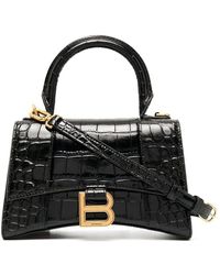 Balenciaga - Schwarze Tasche Mit Krokodileffekt Und Henkel - Lyst
