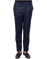Corneliani - Broeken ,Blauw ,Blauwe Flanellen Broek - Lyst