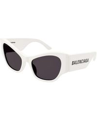 Balenciaga - Weiße rahmen graue gläser sonnenbrille - Lyst