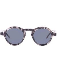 Thom Browne - Elegante Ronde Zonnebril Donkergrijs Blauw - Lyst