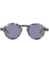 Thom Browne - Elegante Ronde Zonnebril Donkergrijs Blauw - Lyst