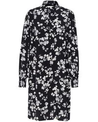 Kaffe - Kleedjes ,Veelkleurig ,Marine Flower Jurk Met Overhemdkraag - Lyst