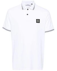 Stone Island - T-shirt polo bianche per uomo - Lyst