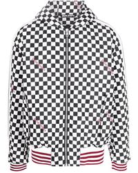 Palm Angels - Hoodies & Sweatvesten ,Wit ,Sweatshirt Met Rits En Damier Kraag - Lyst