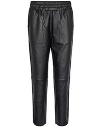 Mos Mosh - Schwarze leder-sweatpants mit elastischem bund - Lyst