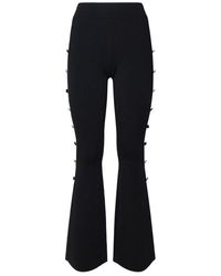Versace Jeans Couture - Broeken ,Zwart ,Zwarte Flared Broek Hoge Taille Rits - Lyst