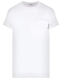 Brunello Cucinelli - Weiße t-shirts und polos mit kurzen ärmeln - Lyst