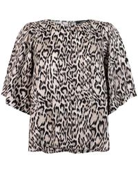 Jansen Amsterdam - Overhemden ,Veelkleurig ,Blouse Met Korte Mouwen En Dierenprint - Lyst