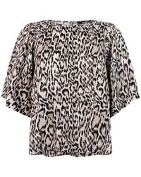 Jansen Amsterdam - Bluse Mit Animal-Print Und Kurzen Ärmeln - Lyst