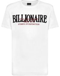 Billionaire - Tops ,Wit ,Katoen T-Shirt Met Ronde Hals - Lyst