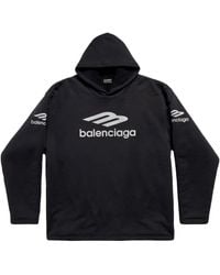 Balenciaga - Schwarze pullover für männer,schwarzer kapuzenpullover mit logo-print - Lyst