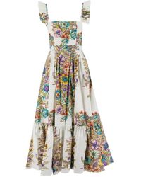 Etro - Kleid mit volant am saum aus baumwolle und seide - Lyst