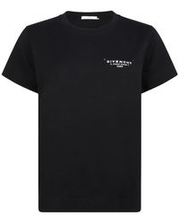 Givenchy - Tops ,Zwart ,Katoen Zwart Logo Print T-Shirt - Lyst