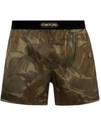Tom Ford - Ondergoed ,Groen ,Satijn Satijnen Boxershorts Met Logo - Lyst