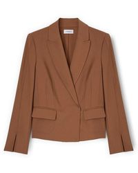 mötivi - Jassen ,Bruin ,Polyester Blazer Met Split Aan De Mouwzoom - Lyst