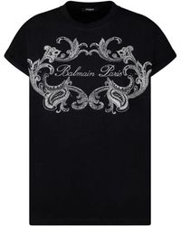 Balmain - T-Shirt Mit Logo-Print - Lyst