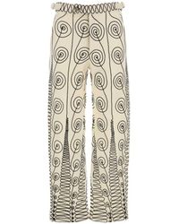 Bode - Geborduurde Wollen Quillwork Broek - Lyst