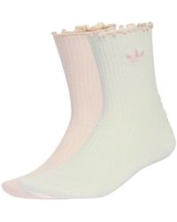 adidas - Fitness ,Wit ,Katoen Ruffle Crew Sokken 2 Paar - Lyst