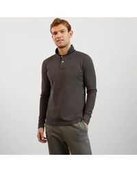 Eden Park - Tops ,Groen ,Katoen Donker Khaki Poloshirt Met Lange Mouwen - Lyst
