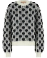 Marni - Geborstelde Mohair Trui Met Polka Dots - Lyst