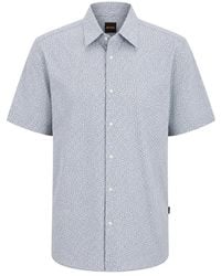BOSS - Overhemden ,Blauw ,Katoen Roan Short Sleeve Shirt - Lyst