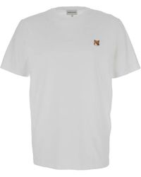 Maison Kitsuné - Fox head patch t-shirt weiß,t-shirts - Lyst