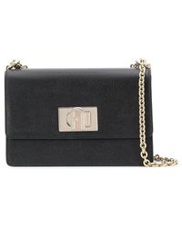 Furla - Schwarze leder bakare schultertasche - Lyst
