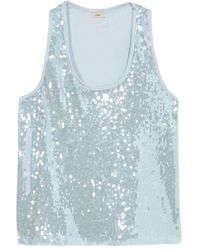 Oltre - Top in tulle con paillettes - Lyst