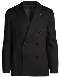 Lardini - Jassen ,Zwart ,Leer Liknit Jacket - Lyst