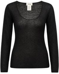 Ottod'Ame - Truien & Vesten ,Zwart ,Wol Gebreide Trui Met Ronde Hals - Lyst