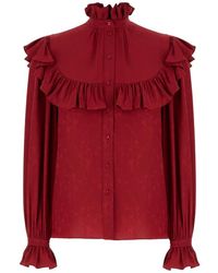 Saint Laurent - Silk Blouse With Ruffles - Lyst