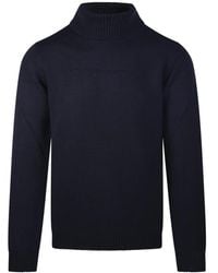 Roberto Collina - Truien & Vesten ,Blauw ,Wol Merino Wol Trui Met Col - Lyst