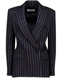 Max Mara - Jassen ,Blauw ,Wol Seersucker Wol Blazer - Lyst